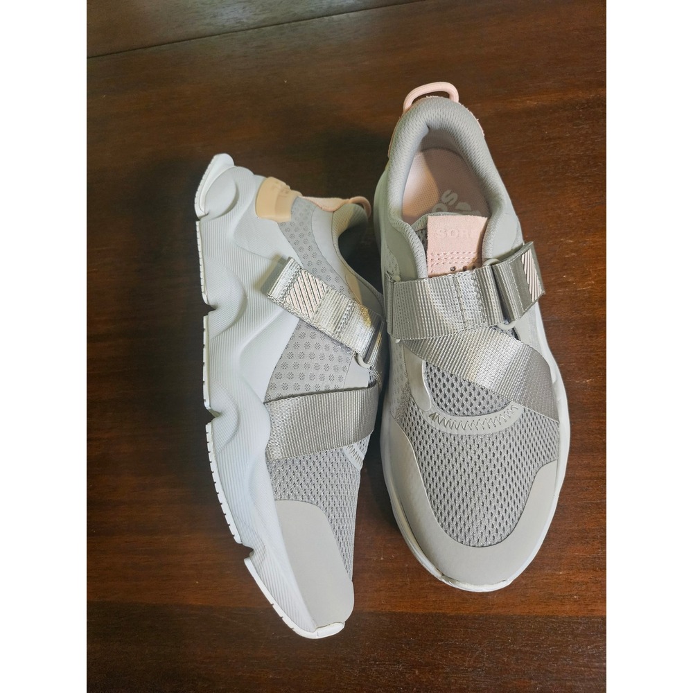 Sorel Kinetic Impact Strap Sneakers Women Size 8 Grey Pink Breathable Mesh Shoes - Picture 3 of 10